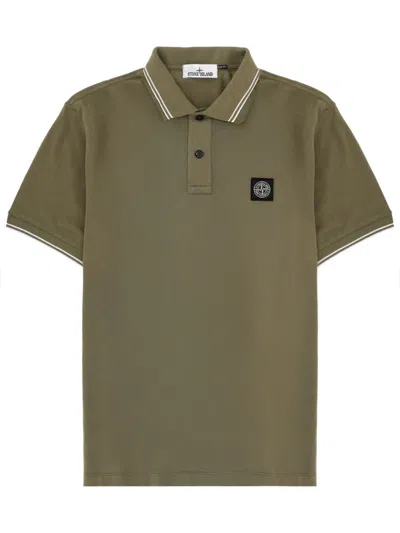 Stone Island Polo With Logo In Green