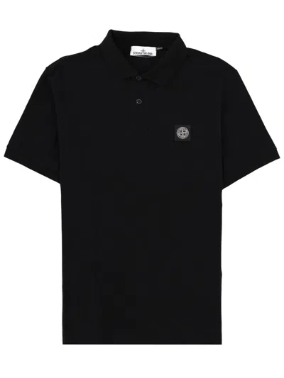 Stone Island Polo With Logo In Black