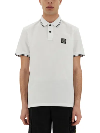 Stone Island Polo With Logo Patch In White