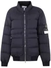 Stone Island Black Padded Bomber Jacket In Blue