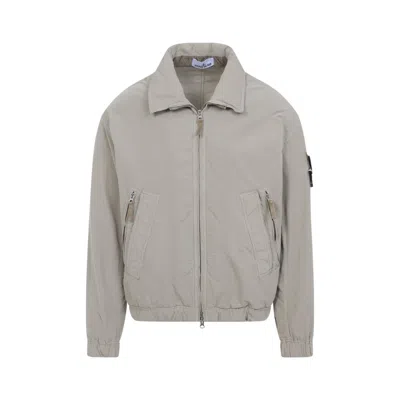 Stone Island Beige Lightweight Polyester Jacket With Hidden Hood In Neutral