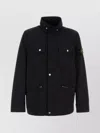Stone Island Polyester Jacket With Buttoned Cuffs And Zippered Pockets In Black