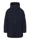 Stone Island Black Stretch Polyester Padded Jacket In Blue