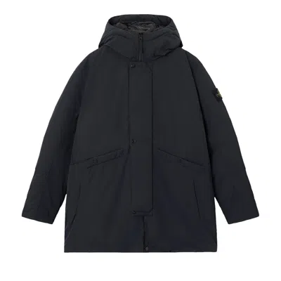 Pre-owned Stone Island Polyester Micro Twill Hooded Down Parka 'black' | Men's Size Xl