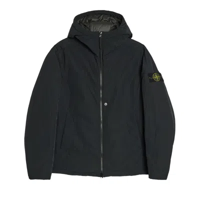 Pre-owned Stone Island Polyester Micro Twill Padded Hooded Jacket 'black' | Men's Size Xl