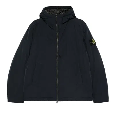 Pre-owned Stone Island Polyester Micro Twill Padded Hooded Jacket 'navy Blue' | Men's Size L