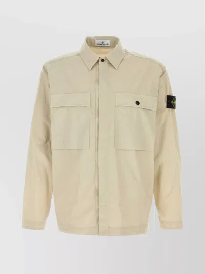 Stone Island Poplin Shirt With Long Sleeves In Multi