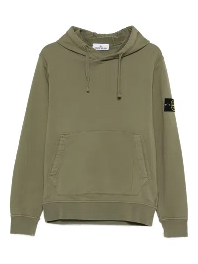 Stone Island Hooded Sweatshirt Drawstring Hood Kangaroo Pocket In Green