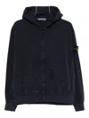 Stone Island Oversized Cotton Jacket With Ribbed Inserts In Blue