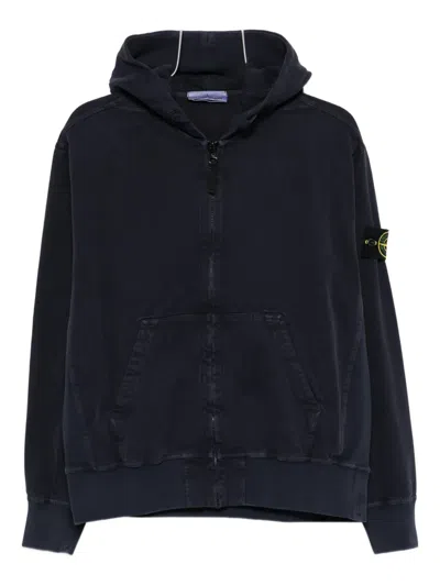 Stone Island Oversized Cotton Jacket With Ribbed Inserts In Black