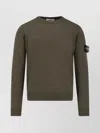 Stone Island Crew Neck Sweater Ribbed Cuffs In Animal Print