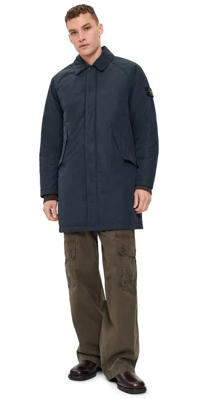 Stone Island Primaloft Long Coat Navy Blue In Purple
