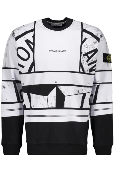 Stone Island Print Sweatshirt In Black