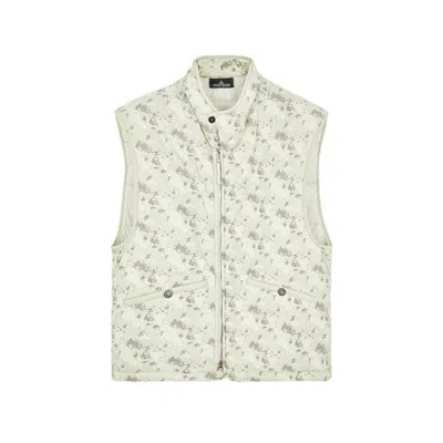 Stone Island Printed Brushed Gilet In Black