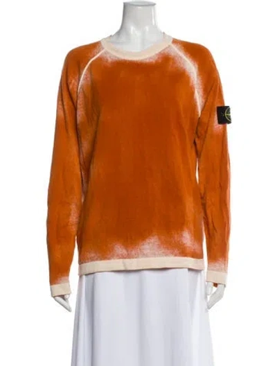 Pre-owned Stone Island Printed Crew Neck Sweatshirt In Orange