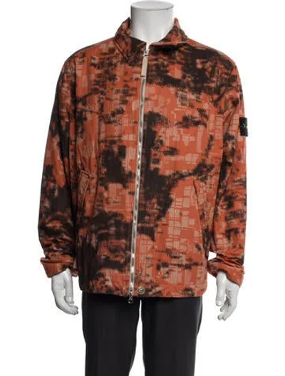 Pre-owned Stone Island Printed Denim Jacket In Orange