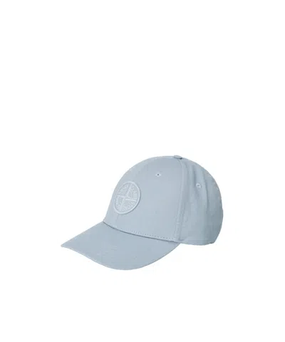 Stone Island Printed Logo Baseball Cap In Blue
