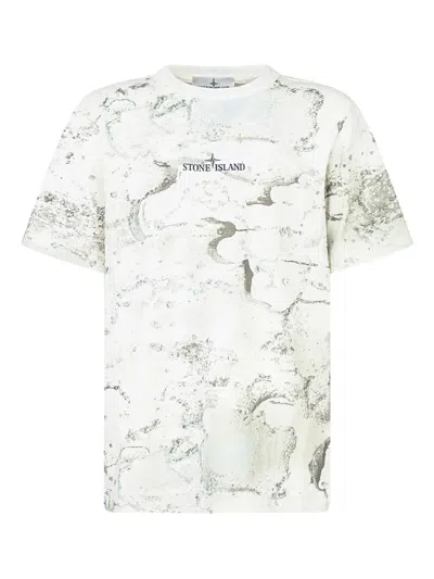 Stone Island Kids' Printed Short-sleeve T-shirt In Green