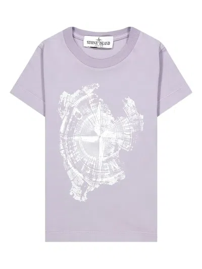 Stone Island Kids' Printed T-shirt In Purple
