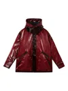 Stone Island Hooded Parka With Prismatic Effect And Padded Lining In Red