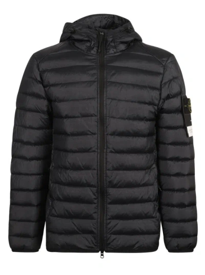 Stone Island Prussian Blue Down-feather Jackets In Black