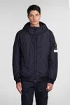Stone Island Compass-patch Zip-up Jacket In Blue