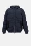 Stone Island Midnight Blue Stretch Nylon Down Jacket In Blue