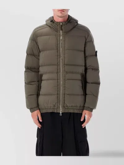 STONE ISLAND PUFFER JACKET SEAMLESS HOODED DESIGN