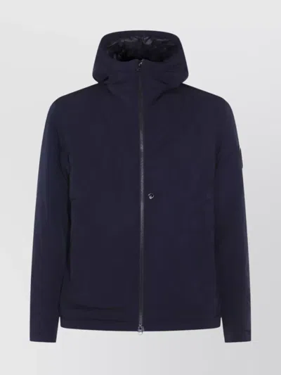 Stone Island Puffer Jackets With Hood And Pockets In Blue