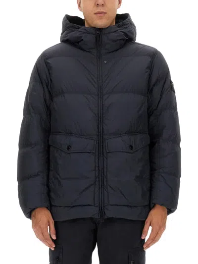 Stone Island Puffy Down Jacket With Hood In Blue