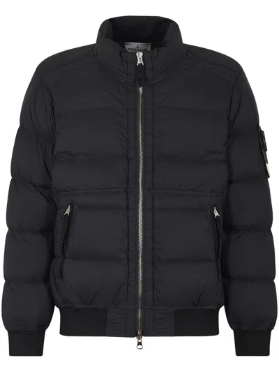 STONE ISLAND STONE ISLAND PUFFY JACKET WITH HIGH COLLAR AND RIBBED DETAILING