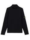 Stone Island Turtleneck Jumper With Finely Ribbed Trims In Black