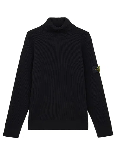 STONE ISLAND RIBBED WOOL TURTLENECK PULLOVER
