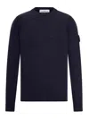 Stone Island Crew-neck Jumper With Reverse Stitch Details In Blue