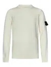 Stone Island Mens Pearl Grey Brand-badge Waffle-texture Cotton Jumper In White