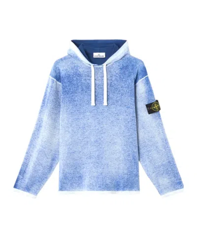 Stone Island Pullover Mit Kapuze Im Oversized Fit Mit Innenseite Im Airbrush-design In Blue