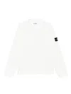 Stone Island Logo Cotton Crewneck Sweatshirt In White