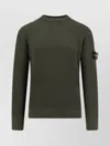 Stone Island Ribbed Knit Sweater With Crew Neckline In Green