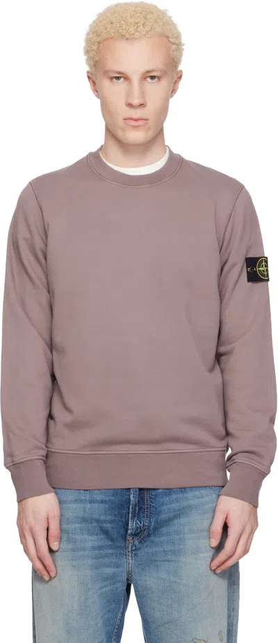 Stone Island Purple 6100060 Organic Cotton Fleece Sweatshirt In Brown