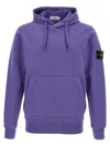 Stone Island Hoodie With Logo Badge And Kangaroo Pocket In Purple