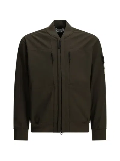 Stone Island Q100006 Soft Shell-r_e.dye® Technology Bomber Jacket In Green