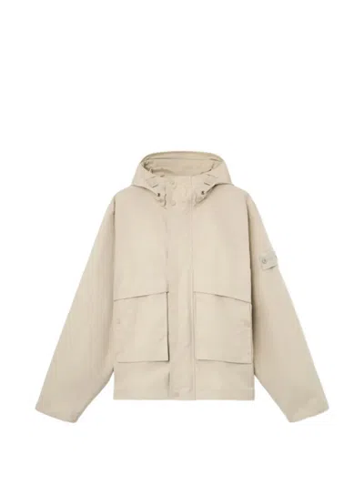 Stone Island Windproof And Breathable Hooded Jacket In Neutral