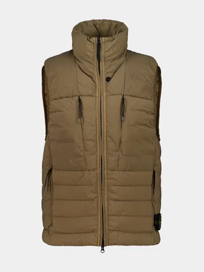 Stone Island G100007 Quilted High Collar Sleeveless Vest In Brown