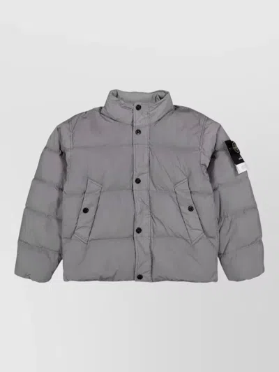 Stone Island Garment Dyed Crinkle Reps Ny Down Jacket With Wind Resistance In Gray