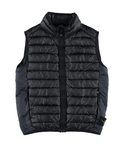 Stone Island Quilted Cotton Vest In Black