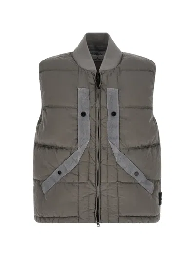 Stone Island Quilted Crinkled-effect Gilet In Green