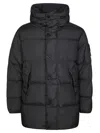 Stone Island Quilted Down Coat With Hood In Black