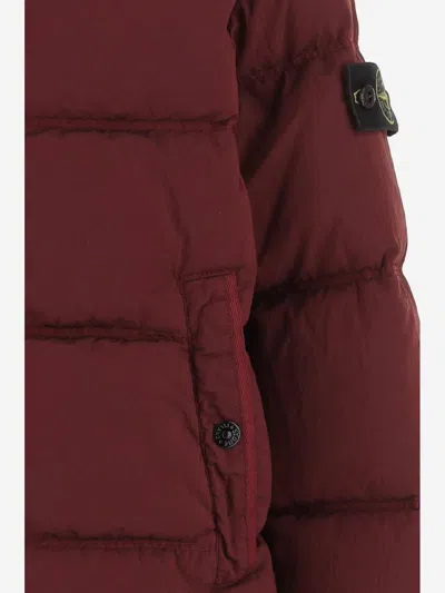 Stone Island Quilted Down Down Jacket In Burgundy
