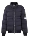 Stone Island Black Padded Bomber Jacket In Blue