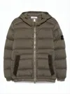 Stone Island Quilted Down Jacket With Adjustable Hood And Signature Patch In Brown